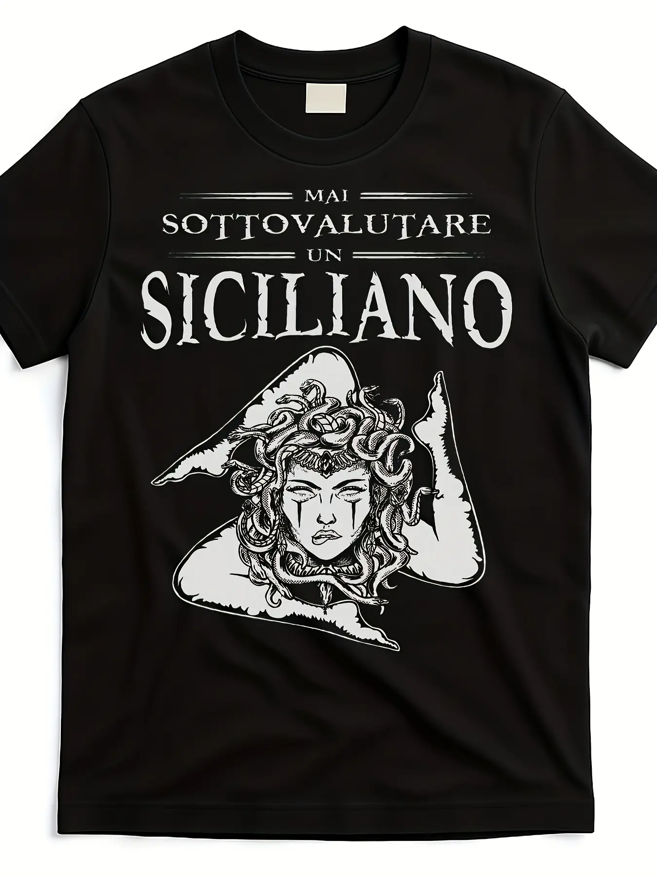 Never Underestimate a Sicilian Trinacria Sicilia H unisex soft cotton short sleeve t shirt, vintage graphic casual tee for men women teens, perfect birthday holiday gift for camping travel gym daily street  wear