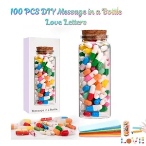 100 PCS DIY Message in a Bottle Love Letters – Valentine’s Day Gifts for Him & Her, Anniversary & Birthday Gift for Boyfriend, Girlfriend, Couples, Men & Women