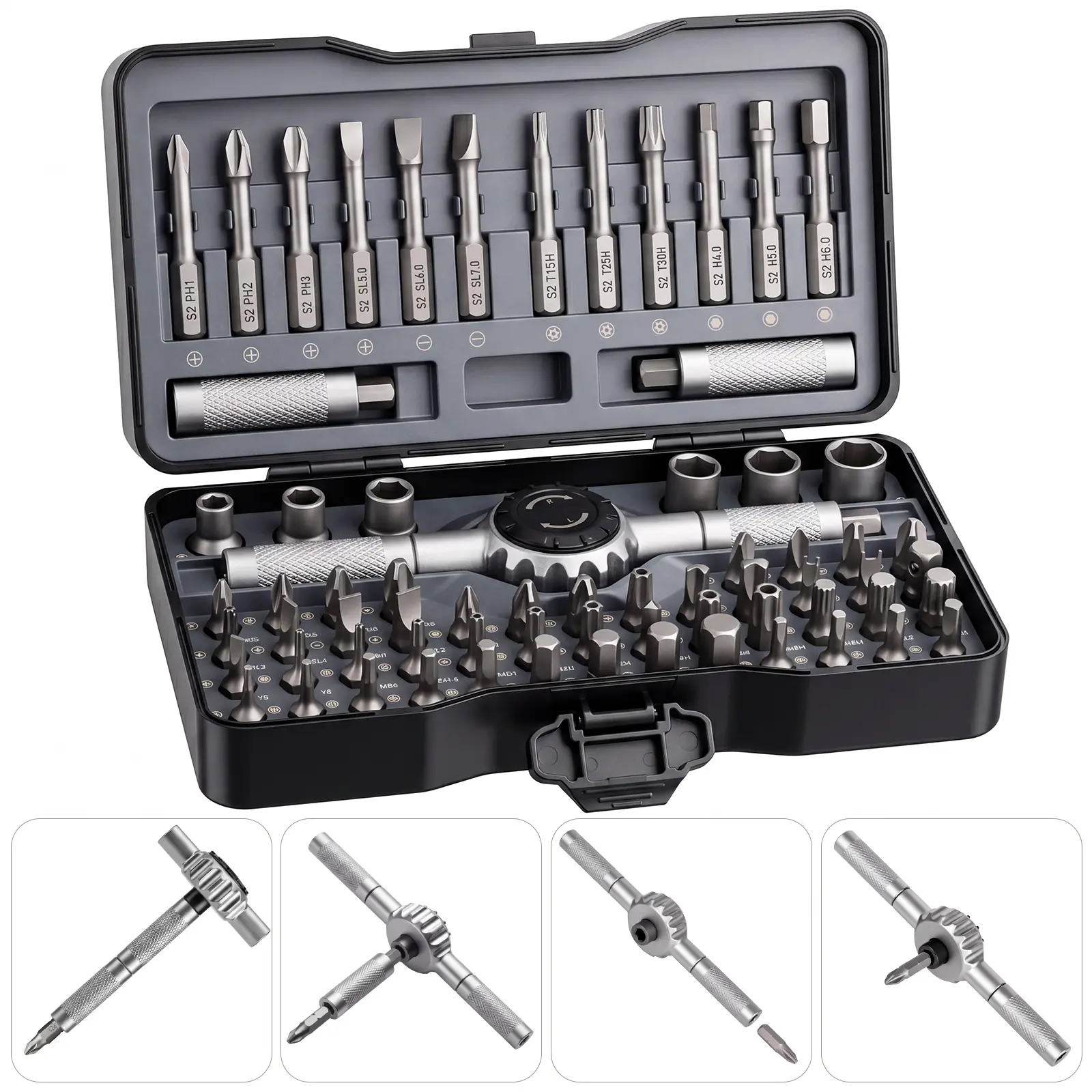 GrenPRO 69 in 1 DlY Screwdriver Set,1 Set SwitchableScrewdriver Shape Magnetic Screwdriver Set,Compact and Portable Ratchet Screw0driver SetHome Repair Tool Box fathersdaygift