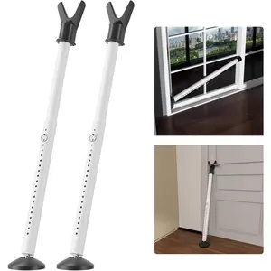 Door Stoppers  Bar 2 Pack - Heavy Duty Door Jammer - Adjustable Sliding Door Lock Bar - Door Barricade  Bars for Window, Front Door, Patio Door, Apartment, Home, Hotel Room