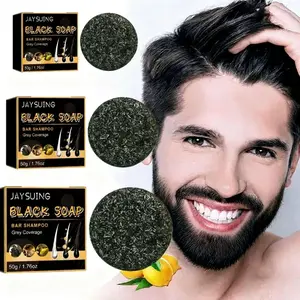 Black Hair Shampoo Bar,Hair Care Cleansing All-Natural Soap Hair Grey Hair