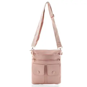 La Marey Pink Faux Leather Crossbody Bag