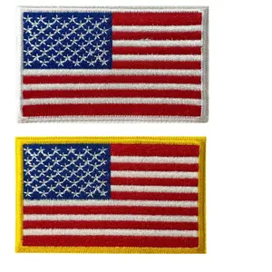 2 Pieces American Flag Embroidered Patches with Border, Ideal for Jackets and Bags, Perfect for Crafts and Decorative Patches