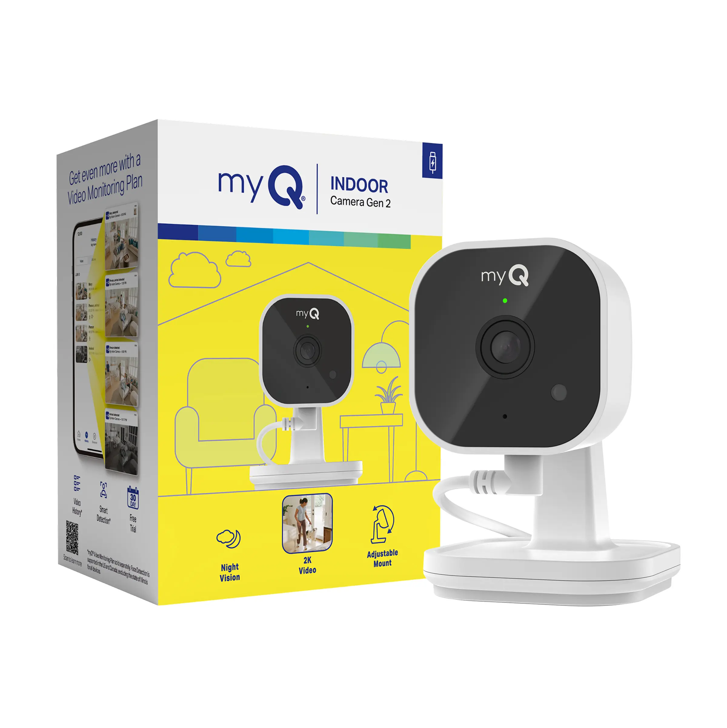 myQ Smart Indoor Security Camera – HD Video, Night Vision, Motion Detection, Wi-Fi, Two-Way Audio, Smartphone Control Lens myQ Smart Indoor Security Camera – HD Video, Night Vision, Motion Detection, Wi-Fi, Two-Way Audio, Smartphone Control Lens