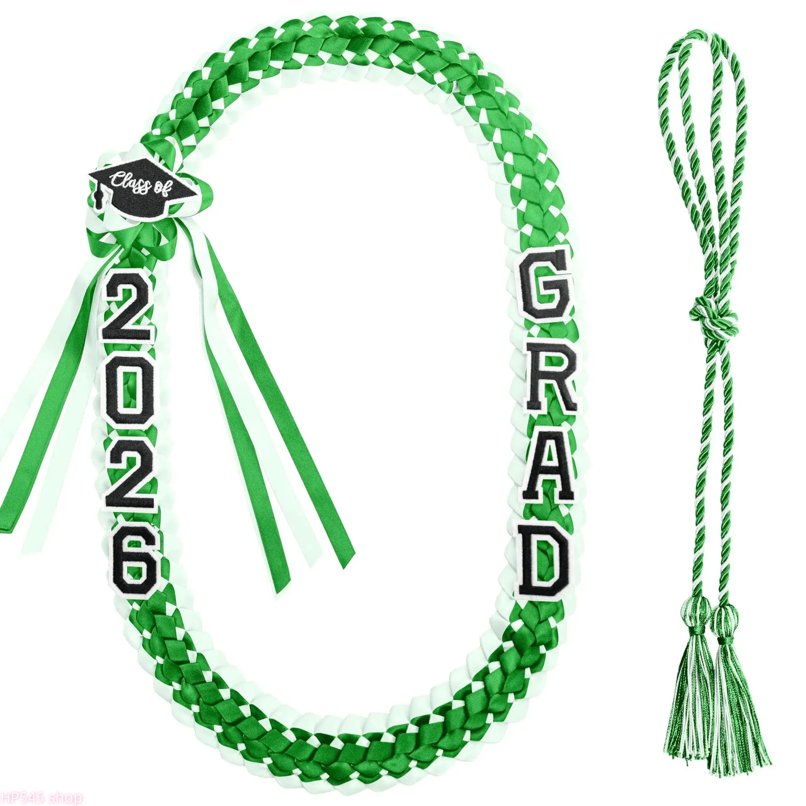 2026 Graduation Lei & Honor Cord Set, Hawaiian Style Braided Ribbon Keepsake for the Class of 2026 with Grad Cap Charms, Graduation Leis, Lei For Graduation