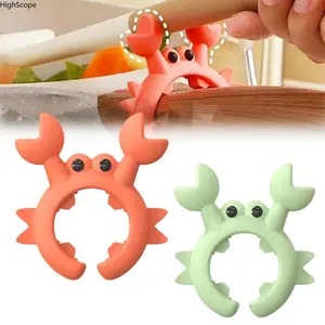 6-Pcs Cute Crab Silicone Utensil Spatula Holders - 2.5in Mini Heat-Resistant Kitchen Spoon & Spatula Racks with Handles, Steam Releaser, Cooking Accessories for Home Chefs