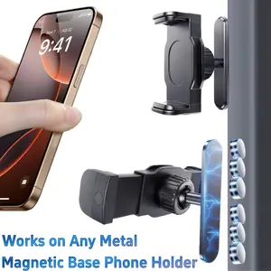Magnetic Base Phone Holder Clip for Gym Golf Cart, Magnetic Base Works on Any Metal Surface Ideal for Workout Recording, 360° Rotatable Gym N52 Magnets Phone Mount Stand Cradles, Universal for 4-7" iPhone Samsung Cell Phones Smartphone Accessories