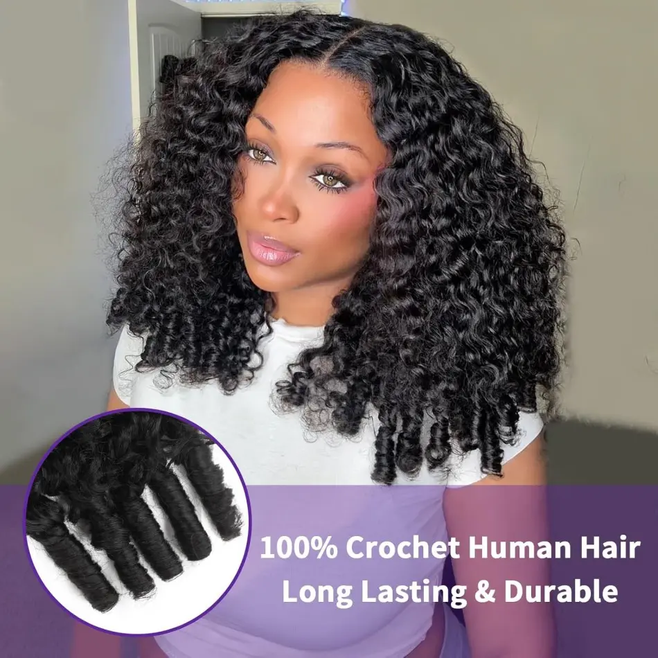 MYLOCKME Burmese Curly Feather Crochet Human Hair For Braiding Raw Real Hair Extensions Kinky Curly Knotless Pre-Separated Hair