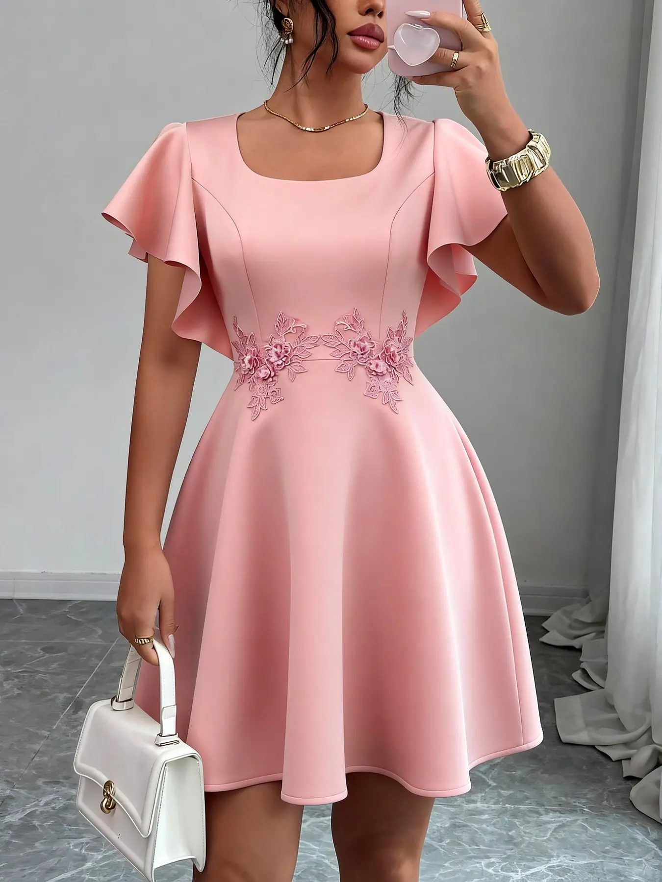 a line mini shift dress Ashmon Twill A-Line Mini Shift Dress main image 1