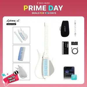 【Music Is Free】Enya CYBER-G Stringless Smart Guitar Portable Foldable Travel Guitar with App-Controlled Chords, Hundreds of Instrument Sounds, Built-In Speaker & Drum Machine, Quick-Learn for Adults/Guitar Beginners,Christmas Gift, TikTokShopHolidayHaul
