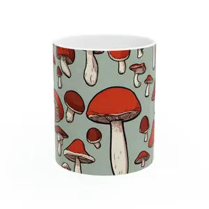Mushroom Ceramic Mug, 11oz Coffee Drink Drinkware Customized Tumbler Cup Washable Reusable Reuse