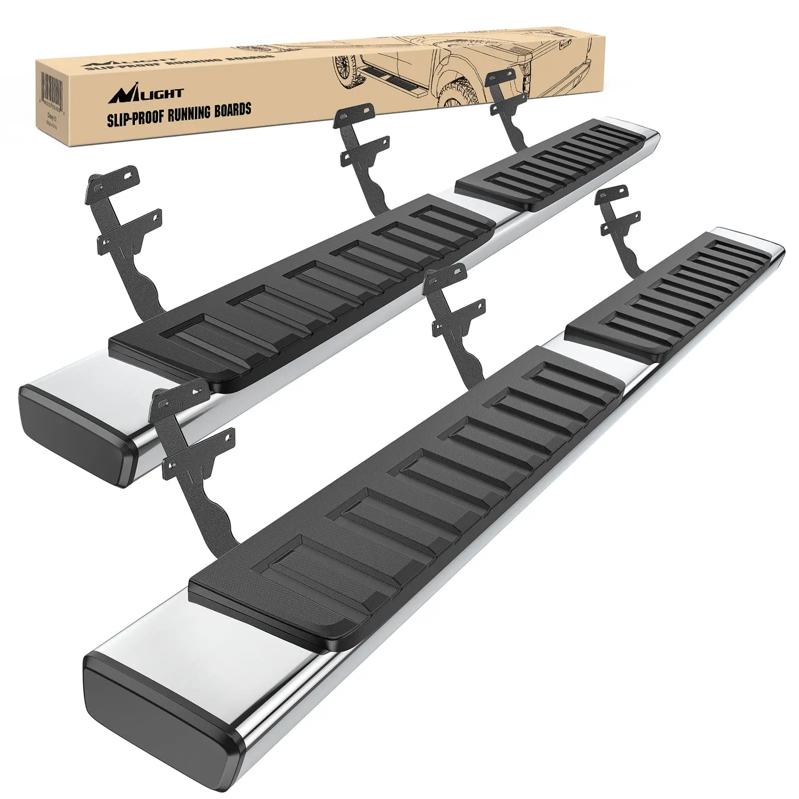 Nilight 6-Inch Stainless Steel Bolt-On Running Boards - Automotive Rust-Resist Coat Rocker Guards, 450lb Capacity Side Step Nerf Bars for 2015-2025 Ford F-150 SuperCrew Cab, 2017-2025 Ford F250/F350 Super Duty Crew Cab Car Accessories