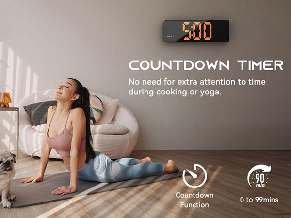 EASYERA 16.5"&12" Large 2 in 1 Digital Wall Clock with Remote Control, RGB Atmosphere Lights with 11 Scenes Mode, Dual Alarms with BIG LED Display, Teacher Classroom, Office, GameRoom, LivingRoom, Auto Dst Adjustment Timer Clock for ADHD, Christmas Gift