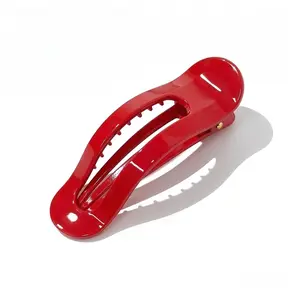 Flat Hair Clips Large Claw Clips -  Flat Claw Clip for Women Girls | Lay Down Hair Clip for Thin & Thick Hair |  Hair Clips, Red