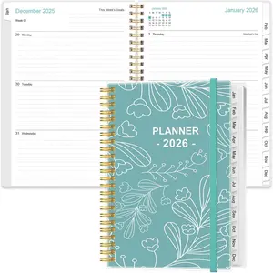 2026 Planner - Planner 2026 from January 2026 to December 2026, Planner 2026 with 12 Monthly Tabs, Inner Pocket, 6.4" x 8.5", Teal Leaf