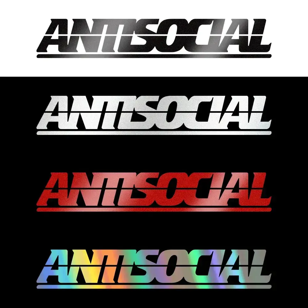 Antisocial Reflective Car Stickers Personalize For Auto Body Window Laptop Motorcycle Decals Styling Decoration Car Accessories