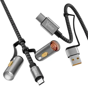 Ormos 6-in-1 240W Fast Charge Cable with LED Ignition - USB-C/Lightning/USB-A Reverse Charging for iPhone 16/Pad/Laptop