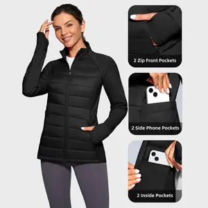 G Gradual Women's Running Fleece Lined Jackets 6 Pockets Lightweight Water Resistant Puffer Jacket Waterproof Windproof Outerwear for Hiking Travel