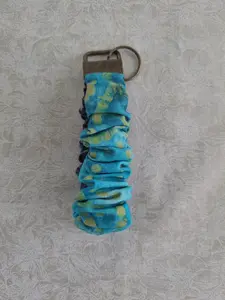 Turquoise and Gold Scrunchie Wristlet Keychain