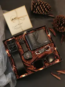 Timeless Gift Collection for Him, Watch Wallet Keychain Belt Card Glasses Set, Perfect for Valentine's Father's Day Birthdays, Men Gifts