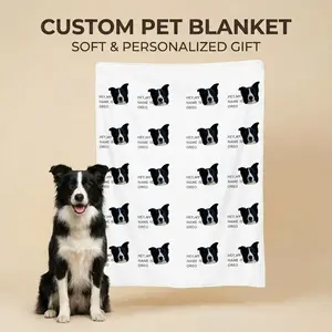 StellarPaws Custom Memorial Pet Blanket, Personalized Photo & Name White Blanket for Dogs or Cats, Meaningful Keepsake Gift