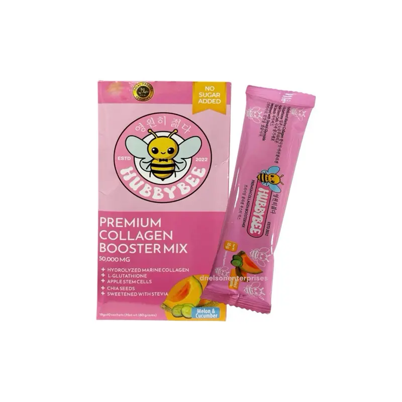 glutathione bee Hubby Premium Collagen Booster Mix - 50,000 MG Korean Hydrolyzed Marine Collagen with Japanese L-Glutathione & Apple Stem Cells Hubby Bee Premium Collagen Booster