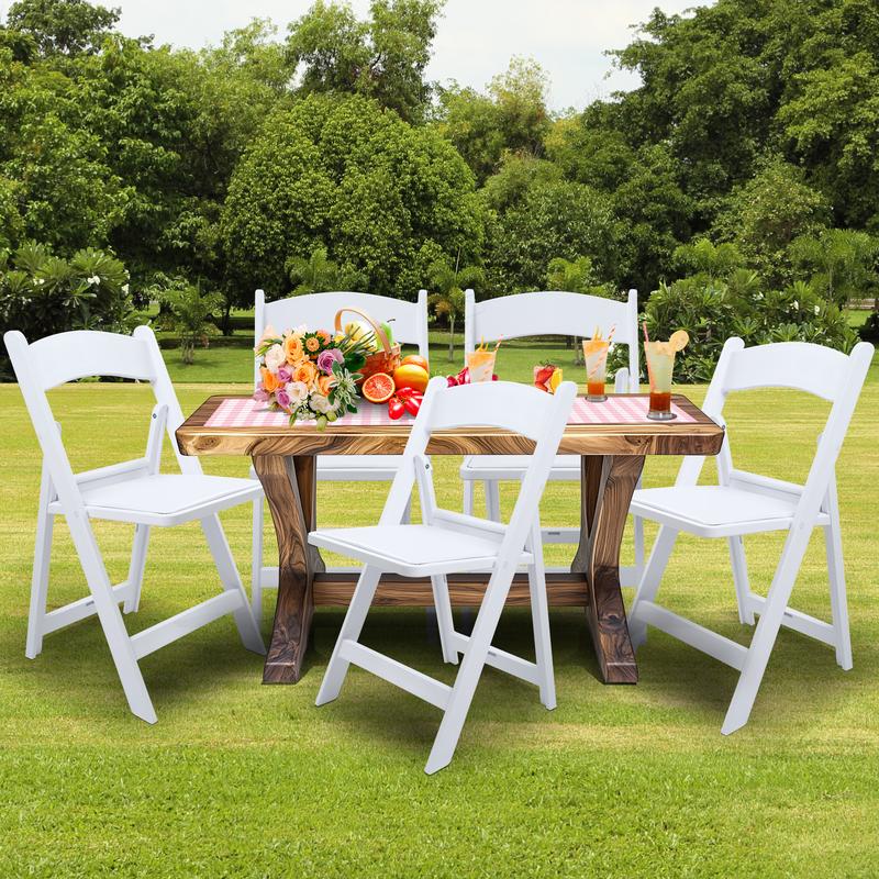 White Resin Folding Chair with Cushion & Backrest,700LB Weight Capacity Event Chair,Indoor/Outdoor Lightweight Foldable Chair for Meeting Room/Party/Hotel/Garden