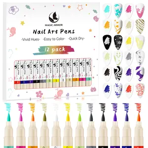 MAGIC ARMOR Nail Art Pens Set Quick-Drying Acrylic Paint Markers for DIY Nail Design Home & Salon Manicure Tools Easy to Use & Versatile Use