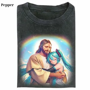 Jesus and Hatsune Miku Shirt, Jesus Shirts,Hatsune Miku Shirt, Unisex vocaloid Shirt Gift, Fun Graphics, Trendy Outfits, Stay – Unisex S-3XL – Menswear & Womenswear – Streetwear Tops – Casual Cotton Crewneck Shortsleeve T-shirt