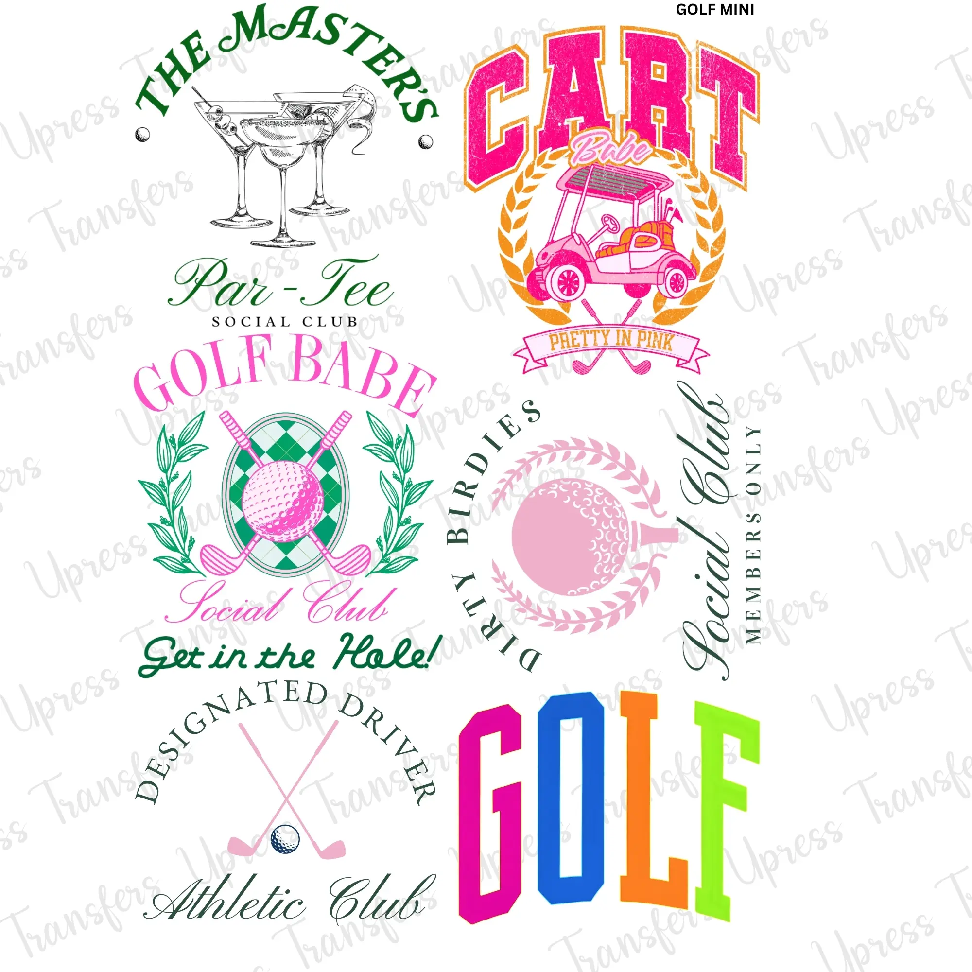 Golf Mini DTF Transfer Gang Sheet 24.5" x 36" Direct To Film for DIY Enthusiasts Vibrant Custom Options Cozy Handmade Aesthetic Festive Design