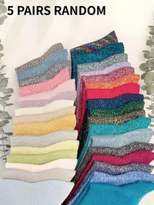 1 Pair/5 Pairs Women's Fashionable Multicolored Shimmering Gold and Silver Thread Knee-High Socks Available in solid colors and candy hues Trendy and vibrant, comfortable and versatile Perfect for parties, gatherings, and everyday wear