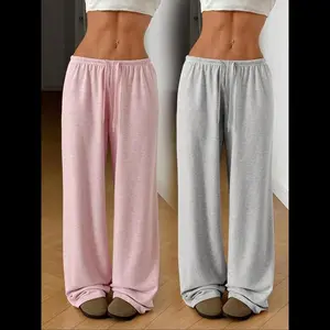 Women's Solid Color Drawstring Waist Pants, Casual Comfy Trousers for Daily Wear, Ladies Bottoms for All Seasons, Baggy Pants