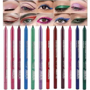 12Pcs Glitter Gel Eyeliner Pencil Set for Women, Color Colorful Eye Liner Waterproof Smudge Proof, High Pigmented Eye Makeup Liners