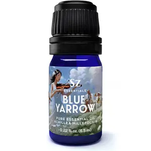 Sz Essentials | Blue Yarrow Essential Oil -  Rich Floral & Herbaceous Scent, with Earthy Overtones - 100% Pure and Natural - 0.22 Fl (6.5ml)