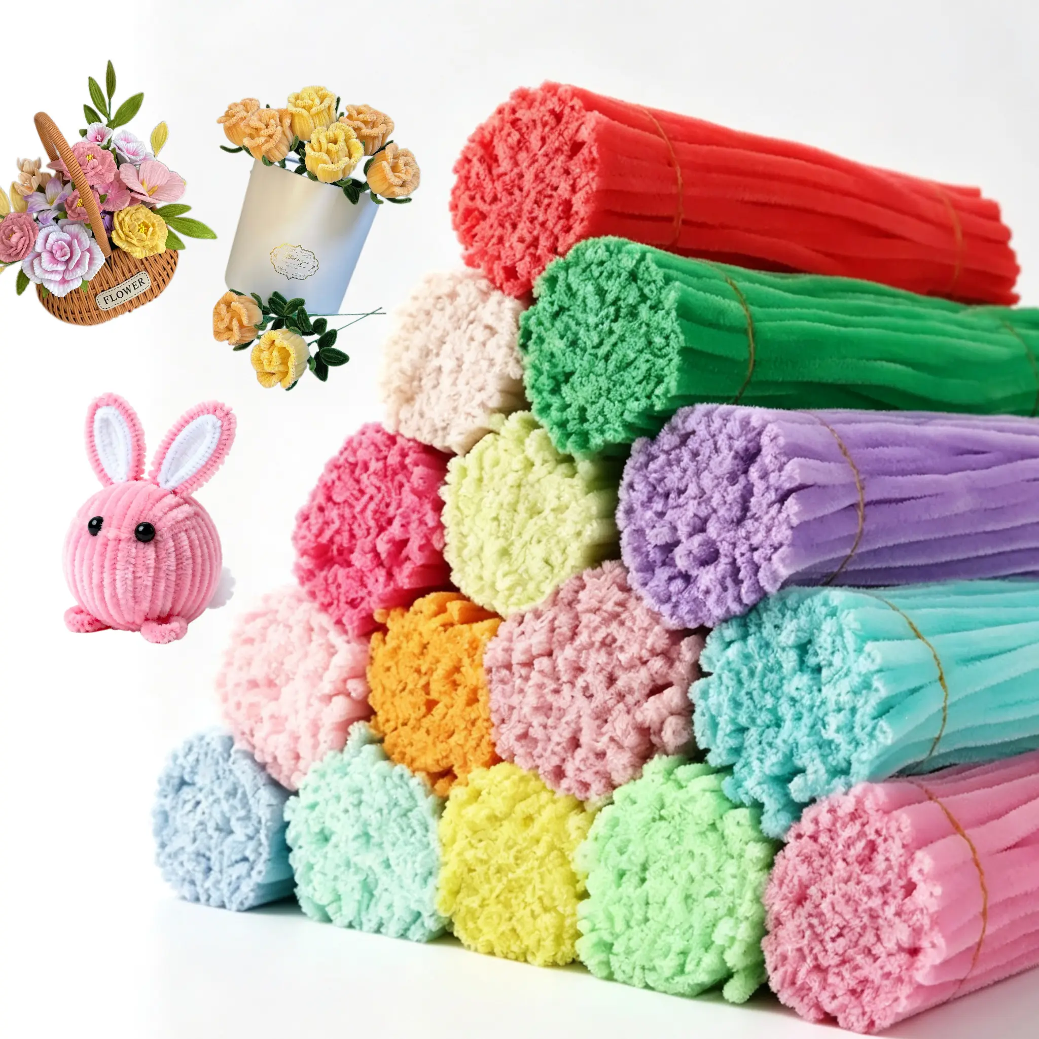 100pcs Premium Fuzzy Pipe Cleaners - Dense Plush Chenille Stems, Vibrant Solid Color DIY Craft Materials for Bouquet & Doll Making, Boost Creativity with Softness (Toys & Hobbies Specialty DIY Supplies), Handmade Crafts, Diy Decorations