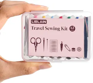 Mini Sewing Kit, Small Travel Sewing Kit with Big Eye Steel Needles for Adults and Beginners, Needle and Thread Kit for Hand Sewing (43Pcs)