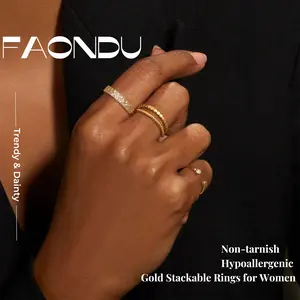 Gold Rings Non Tarnish Stacking Rings Dainty Stackable Rings Thumb Rings Cubic Zirconia Ring Set Statement Band Ring Promise Engagement Rings for women Size 6 7 8 9 10