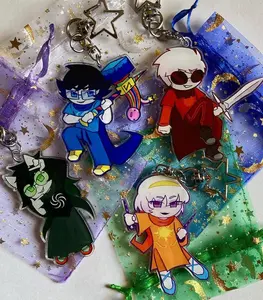 Homestuck - Beta Kids Keychains, John Egbert, Dave Strider, Rose Lalonde, Jade Harley | Unique Keychain Designs | Perfect for Backpacks, Keys and Gifts | High Quality and Customer Favorite Items
