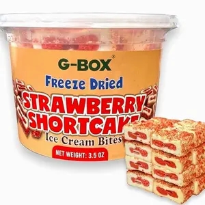 G-BOX Freeze Dried Ice Cream| Crunch Strawberry Shortcake Ice Cream Bites - Perfect for Camping, Outdoor, and Party - Air-tight Sealed in a Deli Container (3.5 OZ Strawberry Shortcake)