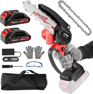 Mini 6 Inch, Chain Saw with 2 Batteries, Battery Powered Chainsaws for Tree Trimming Wood Cutting, Best Gifts for Dad, Husband,