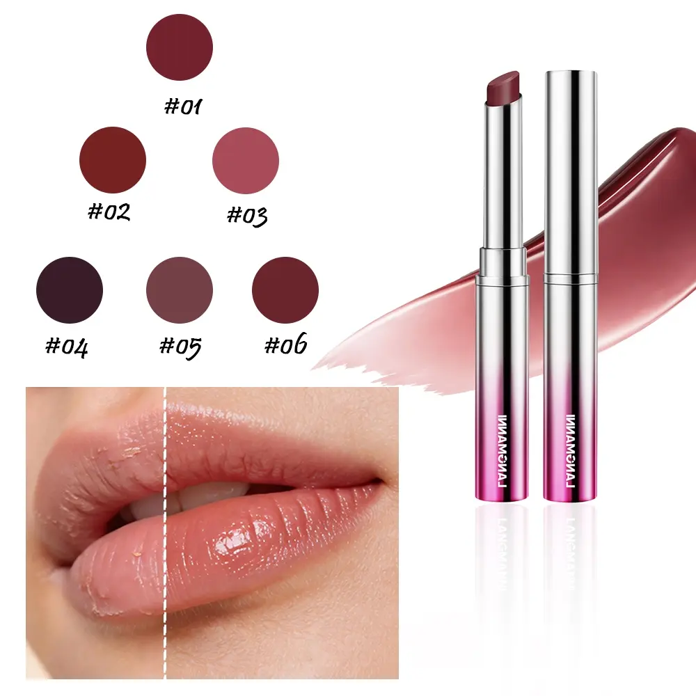 Bare Tint Lipstick, 6 Shades Available, Lightweight Glossy Lip, Long-Lasting Glossy Lip Balm Stain, Hydrating Moisturizing Lip Tint with Shiny Finish, Non-Sticky Lip Makeup, Lipgloss