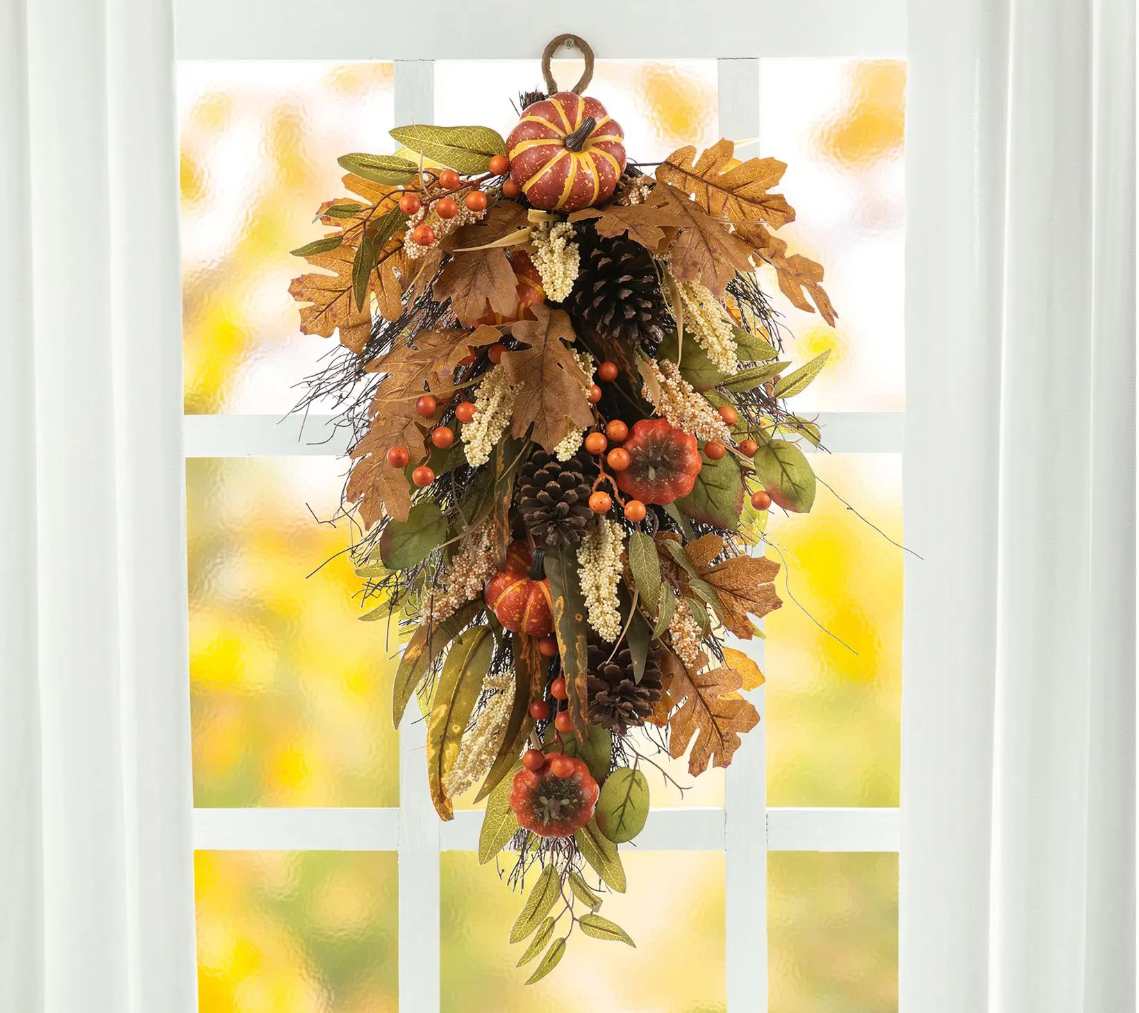 Glitzhome 27"H Fall Pumpkin Leaf Swag