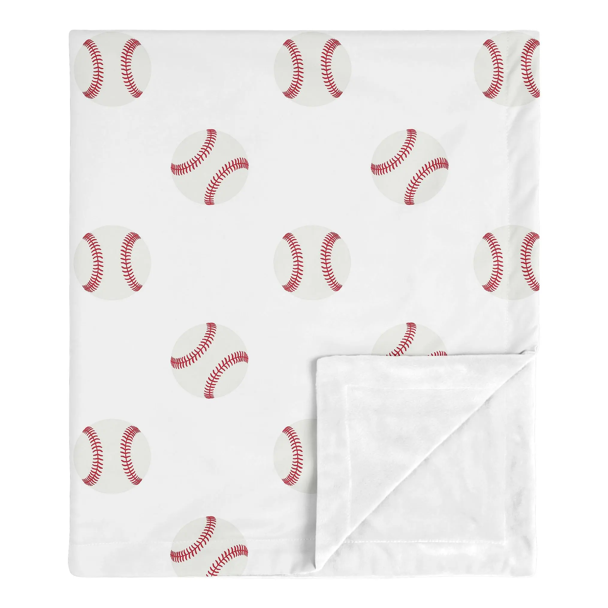 Sweet Jojo Designs Sports Baseball Patch Baby Boy Receiving Security Swaddle Blanket for Newborn or Toddler Nursery Car Seat Stroller Soft Minky - Red and White
