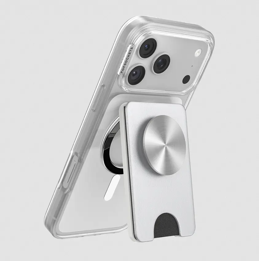popsockets Silver Radial  MagSafe Kick-Out PopWallet+ & Stand