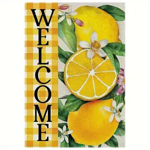 1pc Summer Lemon Welcome Garden Flag 12x18 Inch, Double Sided Fade Resistant Polyester Outdoor Yard Decoration, Farmhouse Style Porch Decor for Seasonal Display, No Flagpole Needed