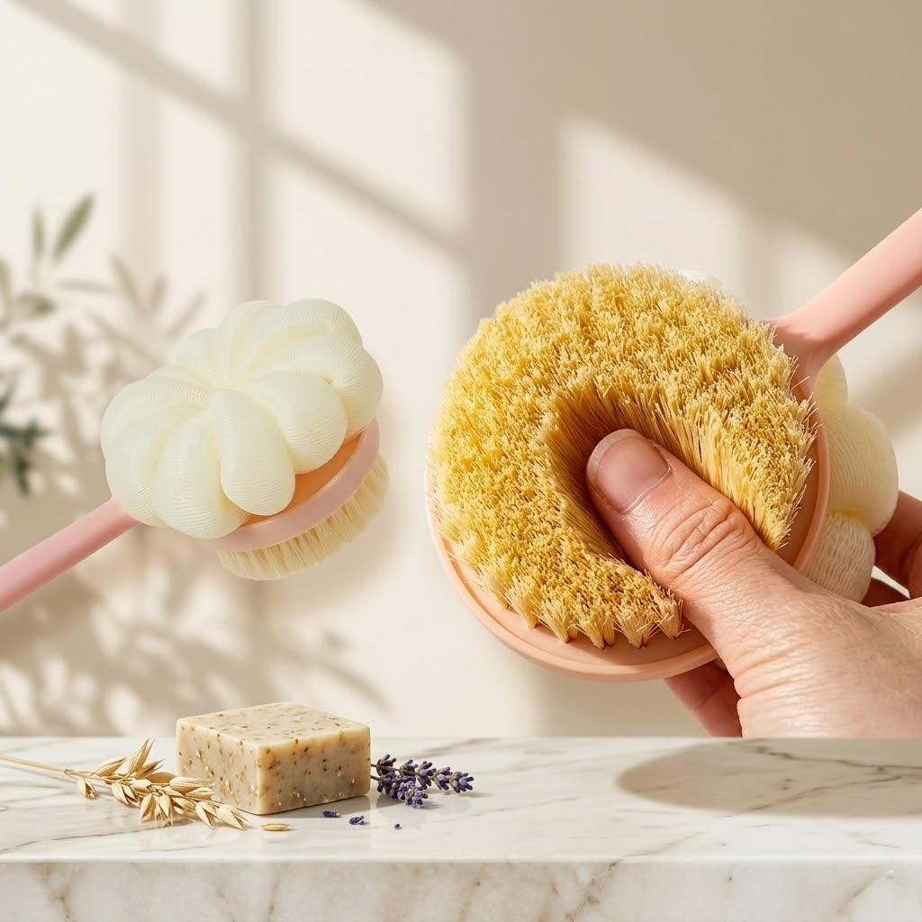 Back Scrubber for Shower,Bath Brush with Long Handle,Bath Brush Body Exfoliator for Wet or Dry Brushing,Men and Women (Blue)