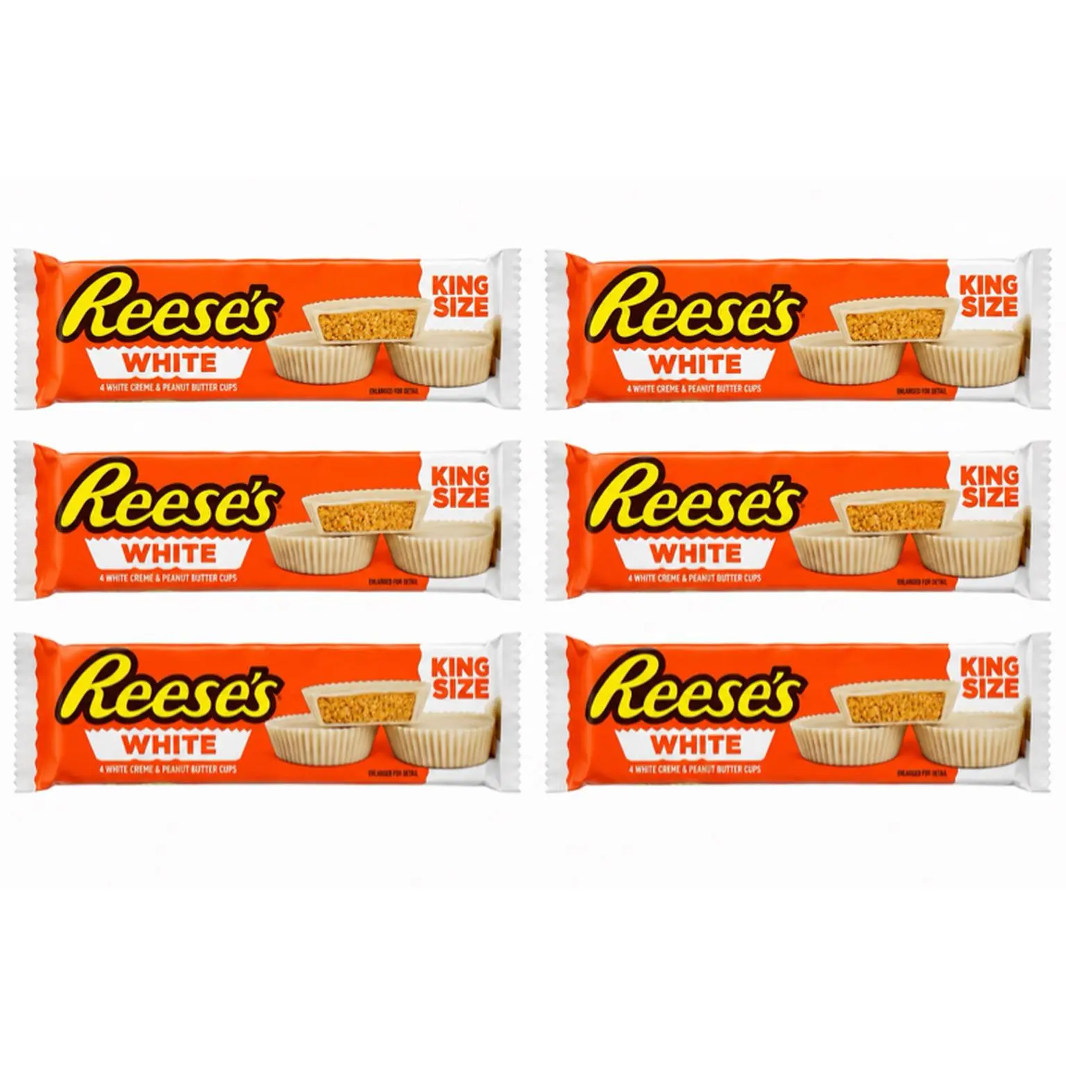 6 Packets -  Reese's King Size White Peanut Butter Cups - 6 Pack of 4 White Chocolate & Peanut Butter Cups
