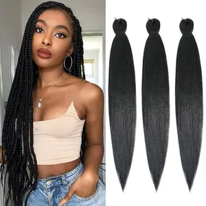 Alrence Pre Stretched Braiding Hair 30 Inch 3 Packs Professional Synthetic Crochet Twist Braids 1B# Natural Look Low Temperature Flame-Retardant Yaki Texture