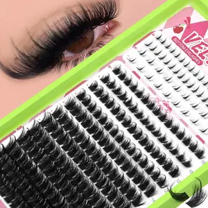 VELTRINAY 16 Rows Upper+Bottom Lashes Mix Styles Cluster Lashes Individual Lashes 10-18mm Lash Clusters, Mega Eyelash Clusters Natural Cross Eyelashes,Single Cluster Eyelashes For DIY Extension,Tail Elongated Eyelashes,Eyelashes Extensions