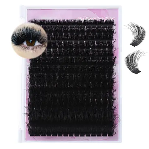 DIY Volume Eyelashes Lash Clusters, 0.05mm Plant-Fiber Light 10-25mm 300D High-Density Ultra-Soft D-Curl, Beginner-Friendly Easy-Application Fluffy Options, Adhesive-Compatible Lightweight False Lashes for Doll Makeup
